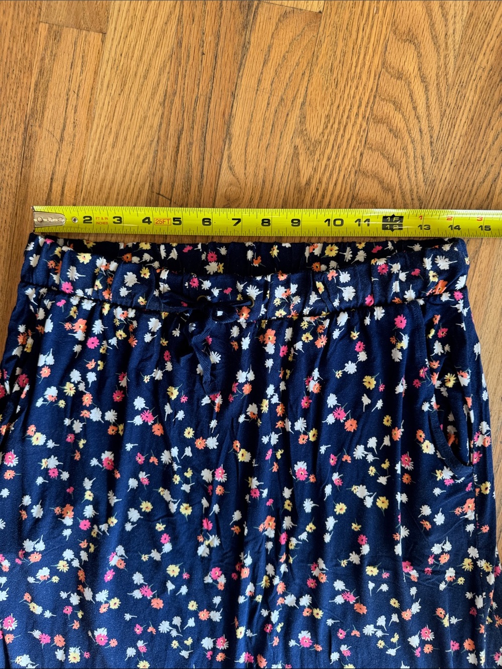 St. John's Bay Navy Floral Midi Skirt with Drawstring Waist medium A376 - Picture 3 of 9